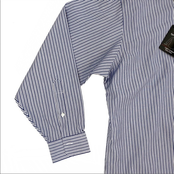 Kirkland Striped Slim Fit Button Down Shirt White And Blue Size 18-35 NWT - Picture 2 of 8